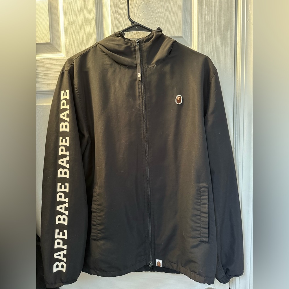 Bape Black Windbreaker Jacket with Logo